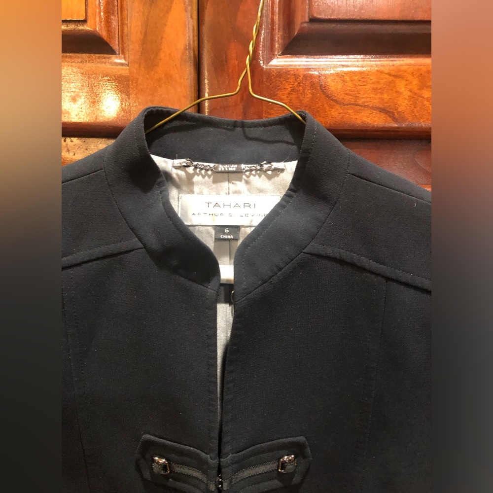 Tahari Black Military Blazer Jacket Mandarin Collar Toggle Career Workwear Sz 6 - Picture 4 of 13